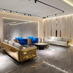 Artistic Luxury Living Room Sofa Set with Hand-Hammered Gold Stainless Steel Frame & Pleated Velvet Upholstery